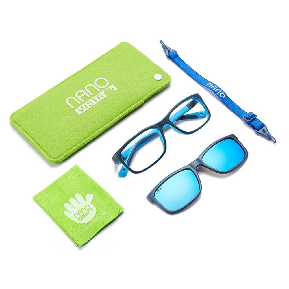 Nano Vista Indestructible Fangame SC - Unbreakable Kids Eyeglasses with Solar Clip-On Lenses