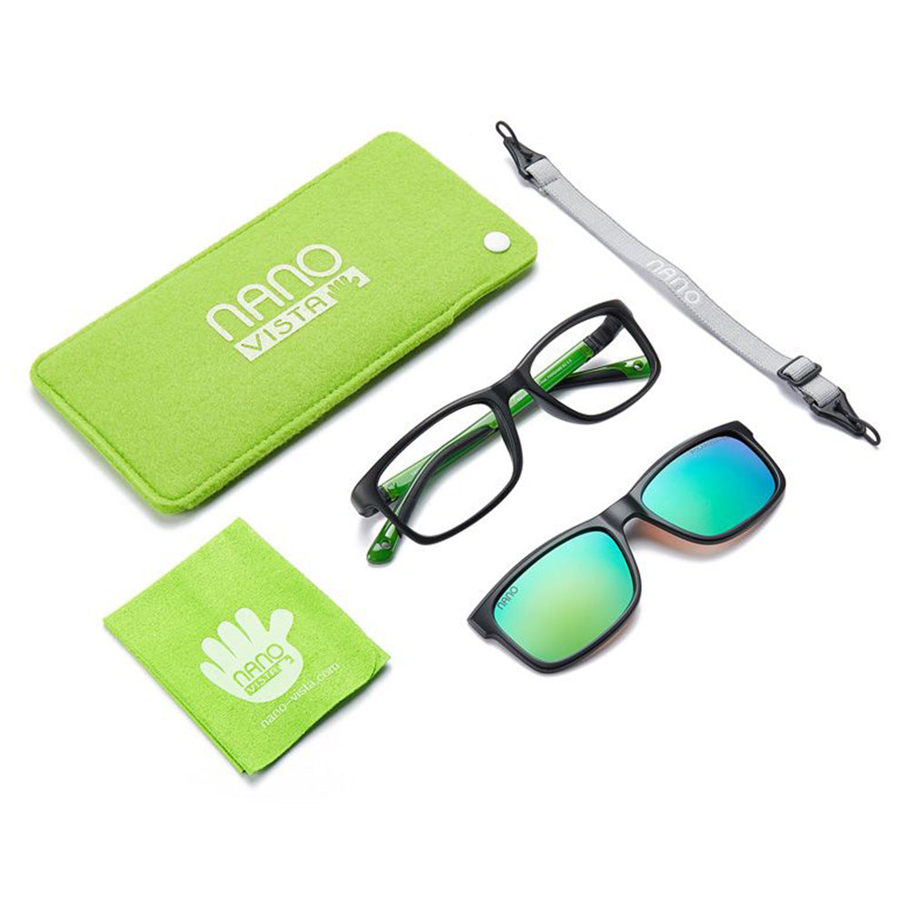 Nano Vista Indestructible Fangame SC - Unbreakable Kids Eyeglasses with Solar Clip-On Lenses