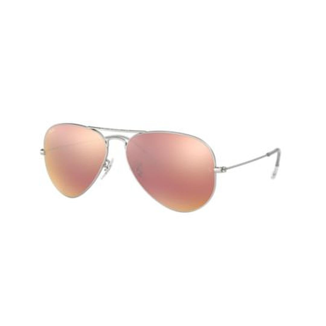 Ray-Ban Aviator Silver Brown Mirror Pink Sunglasses