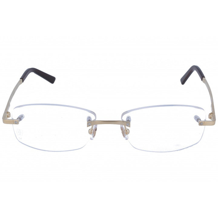 Cartier CT0086O 001 54 Gold Titanium Rectangle Eyeglasses with Transparent AR Lenses
