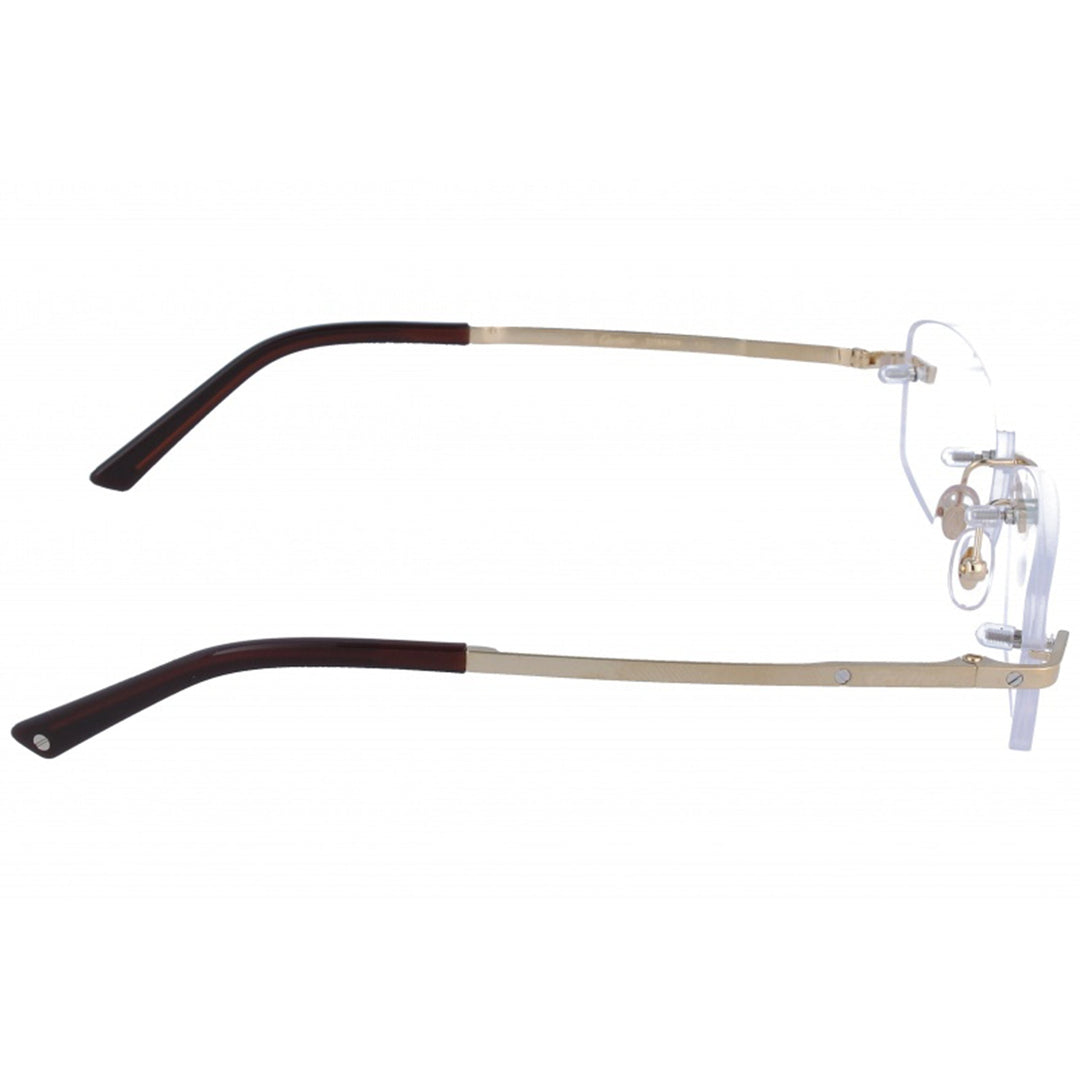 Cartier CT0086O 001 54 Gold Titanium Rectangle Eyeglasses with Transparent AR Lenses