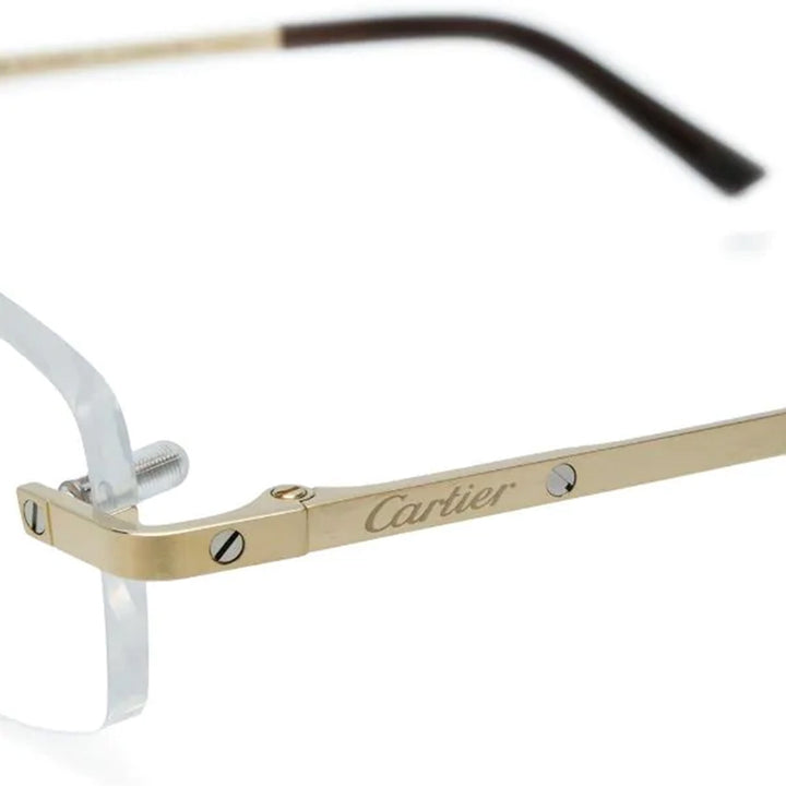 Cartier CT0086O 001 54 Gold Titanium Rectangle Eyeglasses with Transparent AR Lenses