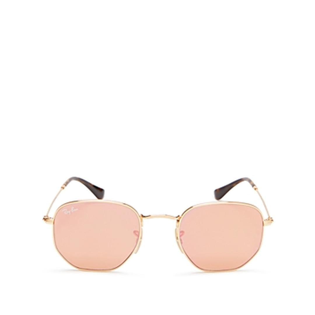 Ray-Ban Men Square Gold Copper Flash Mirror RB3548N Hexagonal