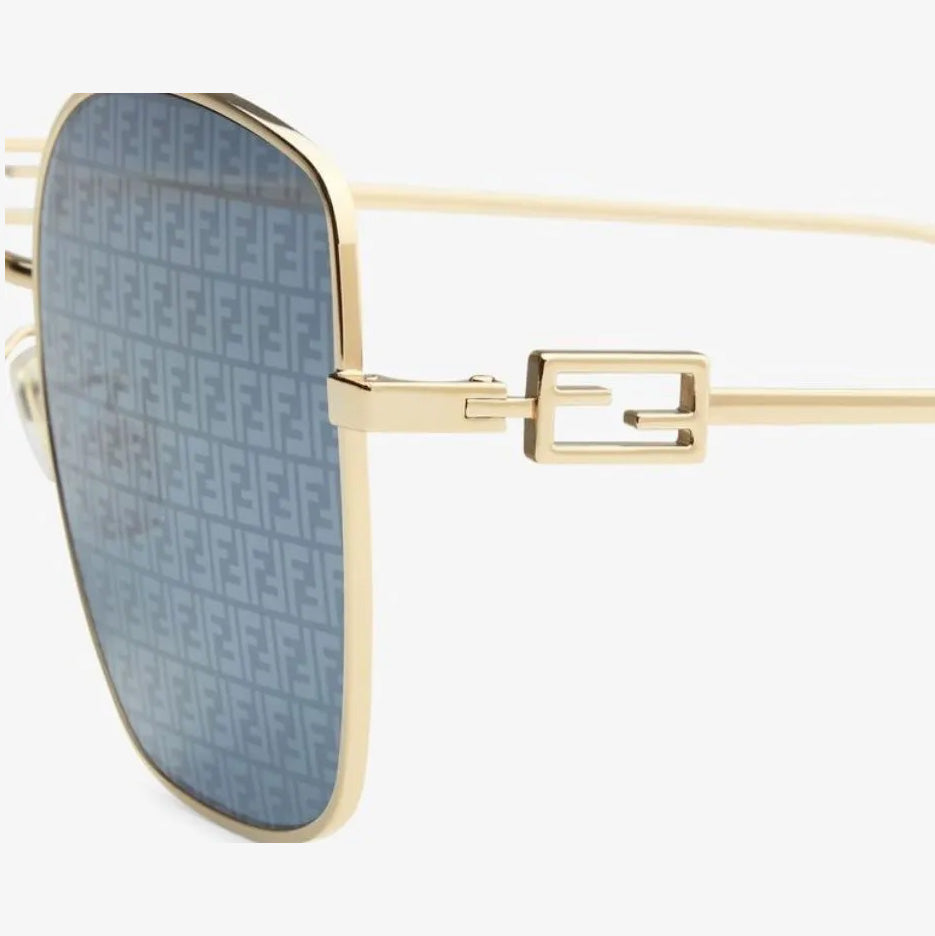 Fendi Baguette FE40013U 10X Gold Mirrored Square Women's Sunglasses