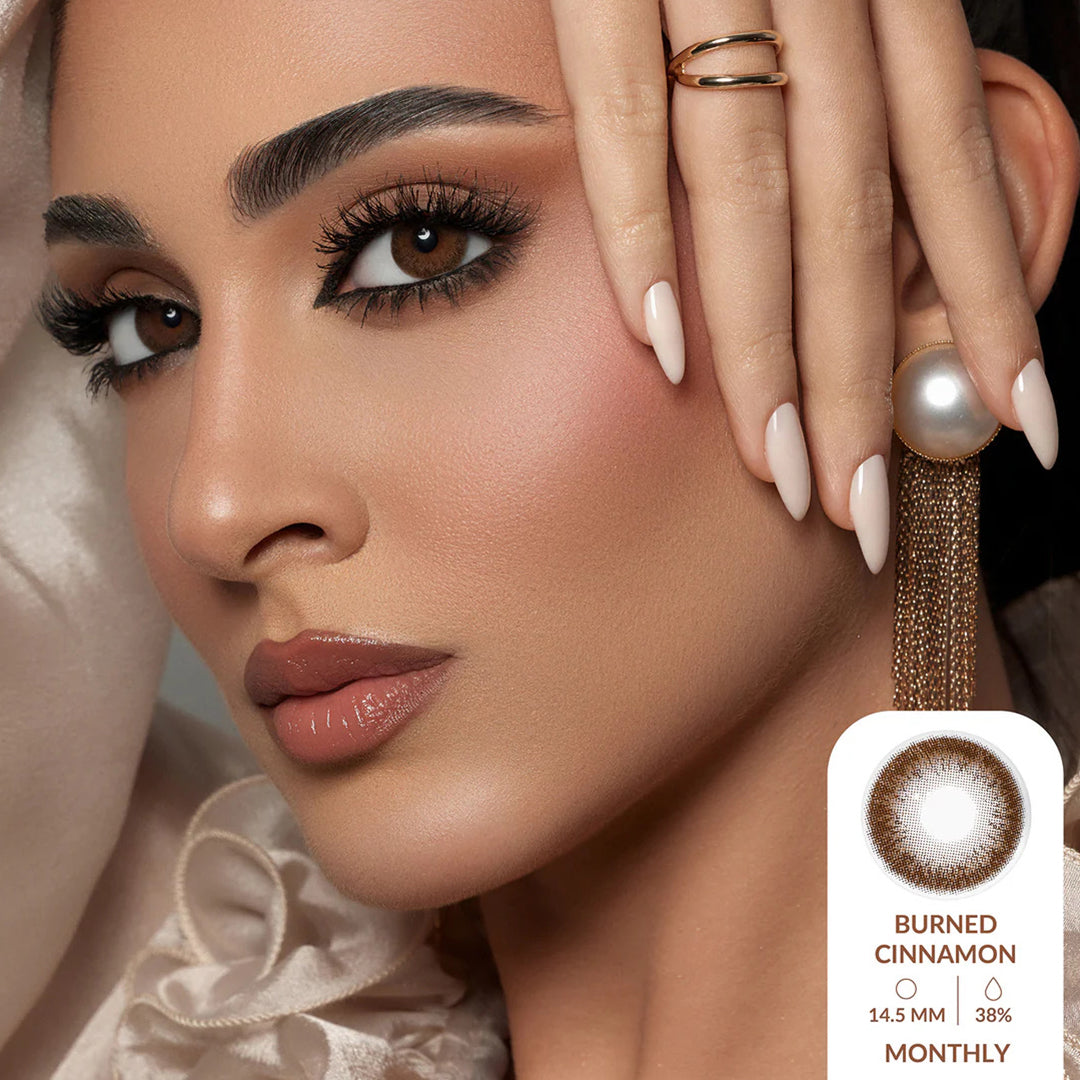 عدسات أمارا اللاصقة الملونة الشهرية - لون القرفة المحروقة