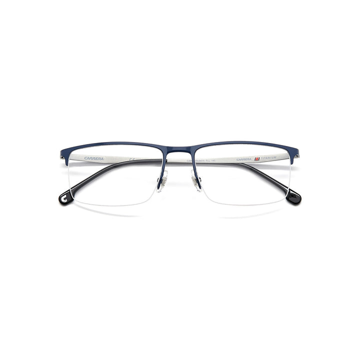 Carrera 8875 1065070035517 إطارات نظارات طبية من سبيكة التيتانيوم للرجال بدون حواف مستطيلة غير لامعة سوداء غير مستقطبة 55-17-145