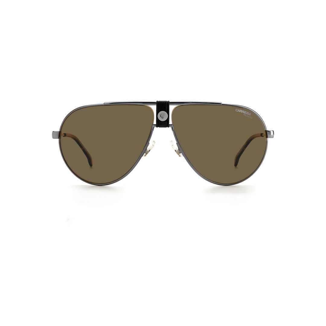 Carrera 1033/S 203370j5g63ha إطار نظارة شمسية معدني للجنسين، مربع كامل الحواف، ذهبي مع عدسات متدرجة باللون البني وغير مستقطبة 63-11-140