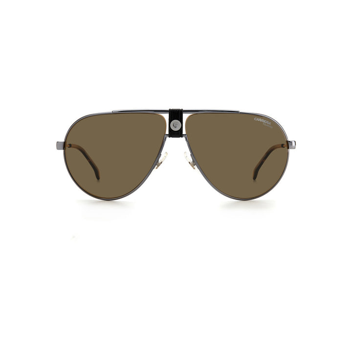 Carrera 1033/S 203370j5g63ha إطار نظارة شمسية معدني للجنسين، مربع كامل الحواف، ذهبي مع عدسات متدرجة باللون البني وغير مستقطبة 63-11-140