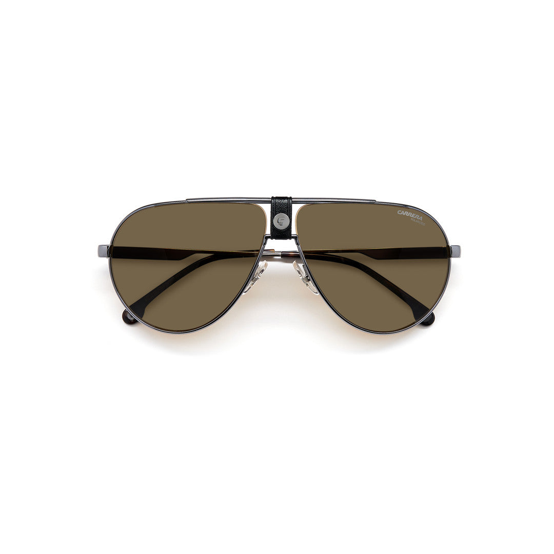Carrera 1033/S 203370j5g63ha إطار نظارة شمسية معدني للجنسين، مربع كامل الحواف، ذهبي مع عدسات متدرجة باللون البني وغير مستقطبة 63-11-140