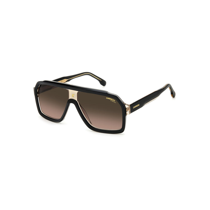 Carrera 1053/S 20591908a609o إطار نظارة شمسية للرجال من الأسيتات بإطار كامل مربع أسود ورمادي مع عدسات متدرجة رمادية غير مستقطبة 60-12-145