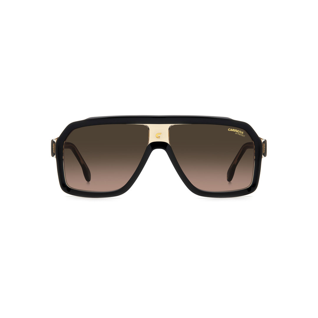 Carrera 1053/S 20591908a609o إطار نظارة شمسية للرجال من الأسيتات بإطار كامل مربع أسود ورمادي مع عدسات متدرجة رمادية غير مستقطبة 60-12-145