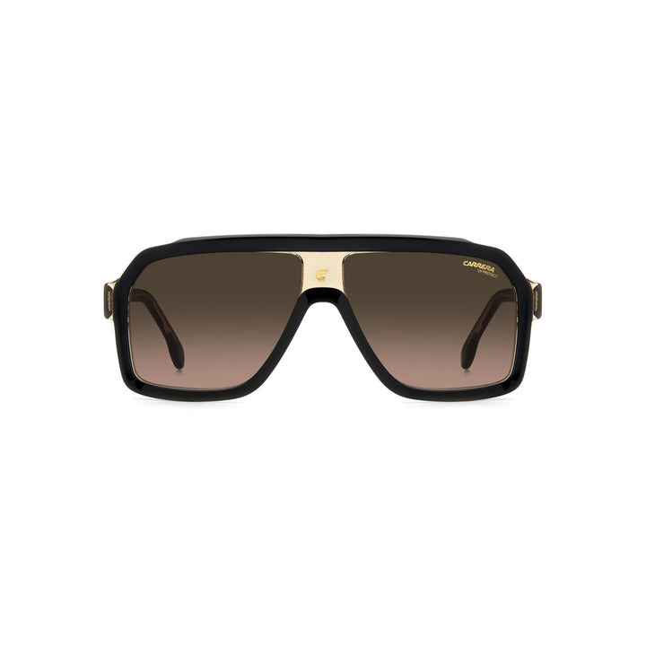 Carrera 1053/S 20591908a609o إطار نظارة شمسية للرجال من الأسيتات بإطار كامل مربع أسود ورمادي مع عدسات متدرجة رمادية غير مستقطبة 60-12-145
