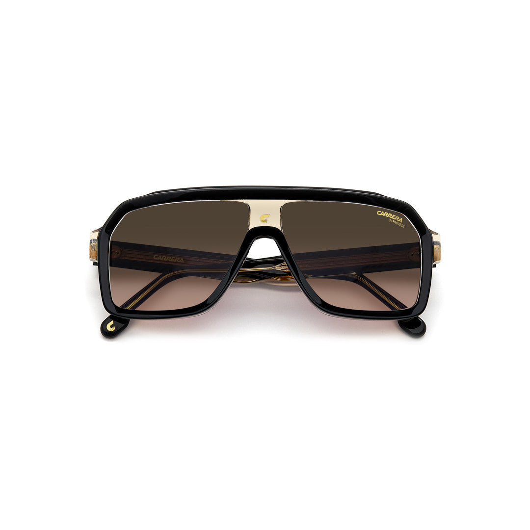 Carrera 1053/S 20591908a609o إطار نظارة شمسية للرجال من الأسيتات بإطار كامل مربع أسود ورمادي مع عدسات متدرجة رمادية غير مستقطبة 60-12-145