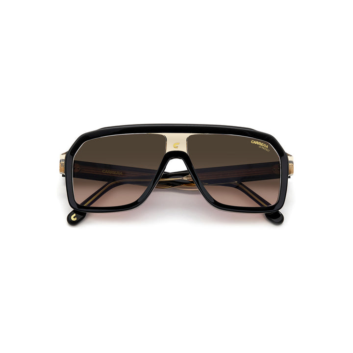 Carrera 1053/S 20591908a609o إطار نظارة شمسية للرجال من الأسيتات بإطار كامل مربع أسود ورمادي مع عدسات متدرجة رمادية غير مستقطبة 60-12-145