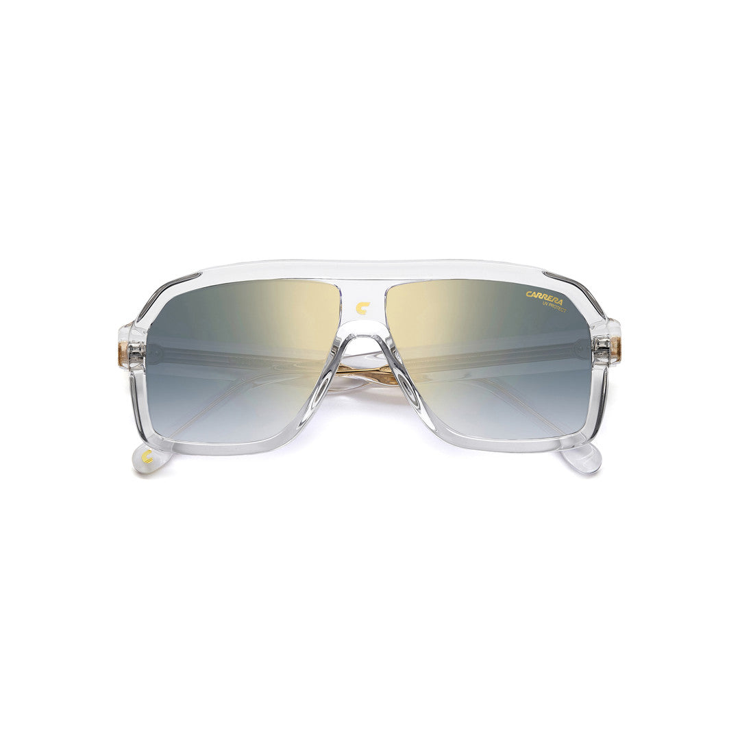 Carrera 1053/S 2059190wm60a8 Acetate Sunglass Frames For Men Full Rim Square Black Beige With Gradient Mirror Brown Shaded Blue Mirror Non-Polarized 60-12-145