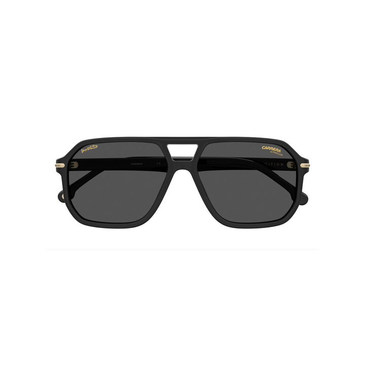 CARRERA 302/S/N 2070862M259M9 نظارة شمسية بإطار أسيتات للرجال إطار كامل مستطيل رمادي ذهبي مصمت مع عدسات مستقطبة رمادية 59-15-145