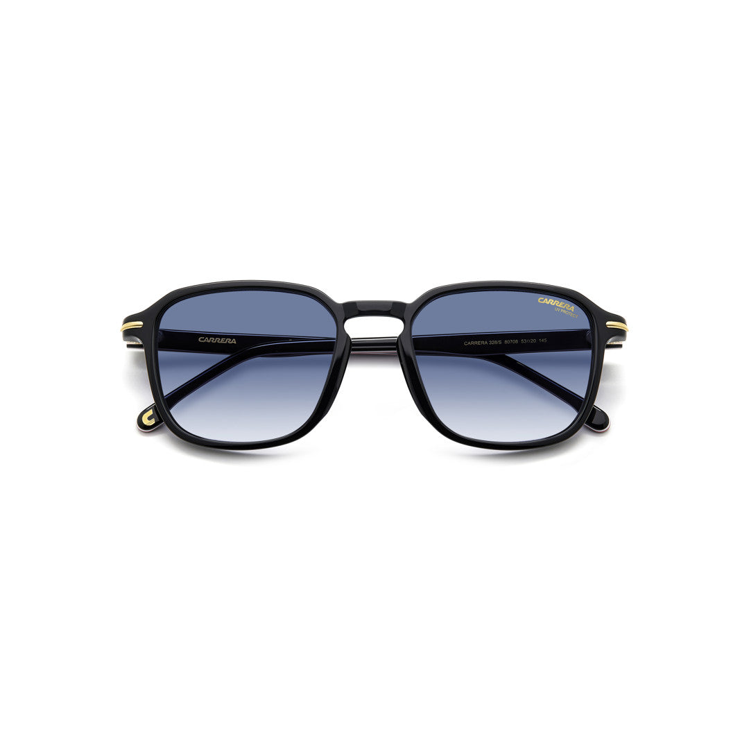Carrera 328/S 20672208a539o Acetate Sunglass Frames For Men Full Rim Rectangular Black Grey With Gradient Grey Shaded Non-Polarized 53-20-145