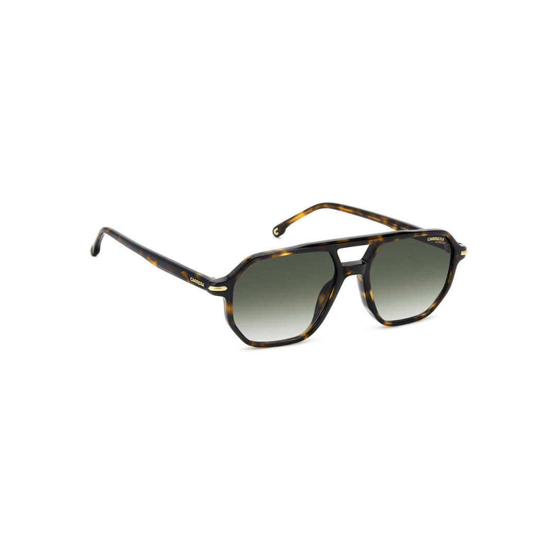 Carrera 341/S 20760028454ir إطار نظارة شمسية للرجال من الأسيتات مستطيل كامل الإطار أسود روتينيوم مع عدسات رمادية مصمتة غير مستقطبة 54-17-145