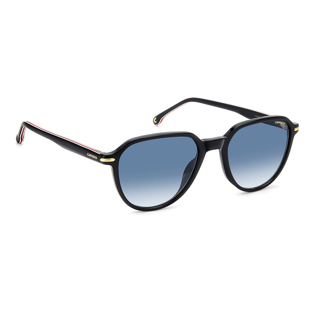 Carrera 341/S 2076002m25408 إطار نظارة شمسية من الأسيتات للرجال بإطار كامل مستطيل أسود ذهبي مع عدسات متدرجة زرقاء غير مستقطبة 53-19-145