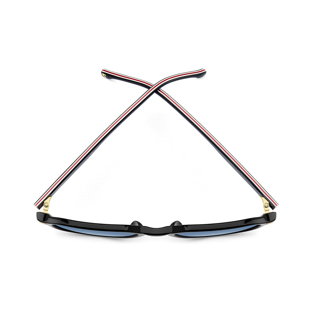 Carrera 341/S 2076002m25408 إطار نظارة شمسية من الأسيتات للرجال بإطار كامل مستطيل أسود ذهبي مع عدسات متدرجة زرقاء غير مستقطبة 53-19-145