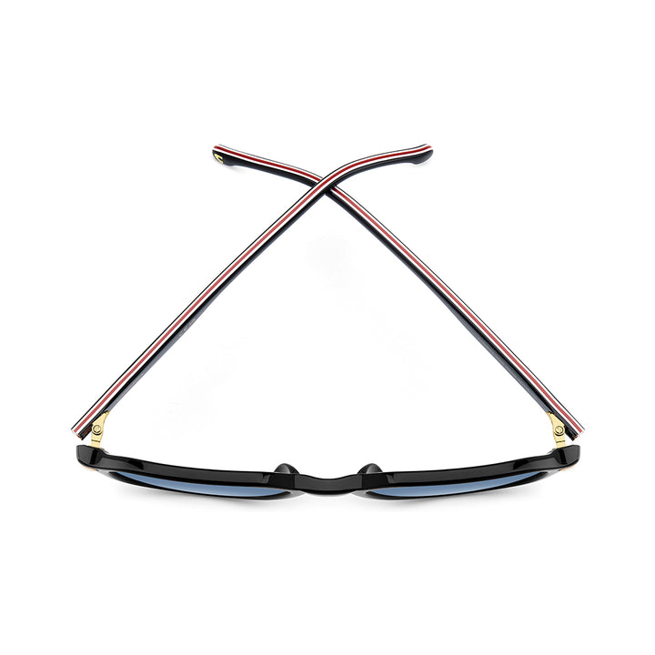 Carrera 341/S 2076002m25408 إطار نظارة شمسية من الأسيتات للرجال بإطار كامل مستطيل أسود ذهبي مع عدسات متدرجة زرقاء غير مستقطبة 53-19-145