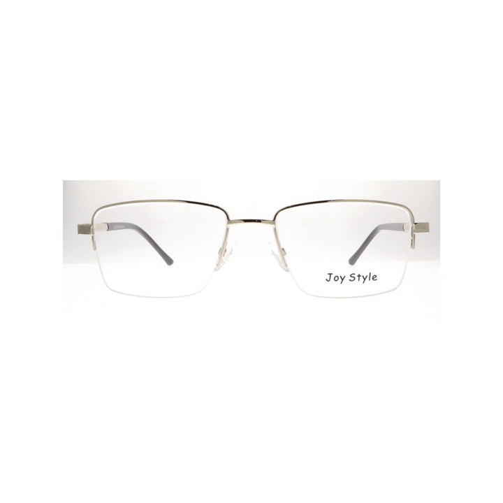 Joy Style For Men Eyeglasses Semi-Rimless Square Shape Size 53 8881c2 Silver