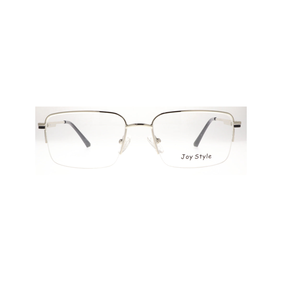 Joy Style For Men Metal Eyeglasses Semi-Rimless Square Shape Size 53 8805c4 Silver