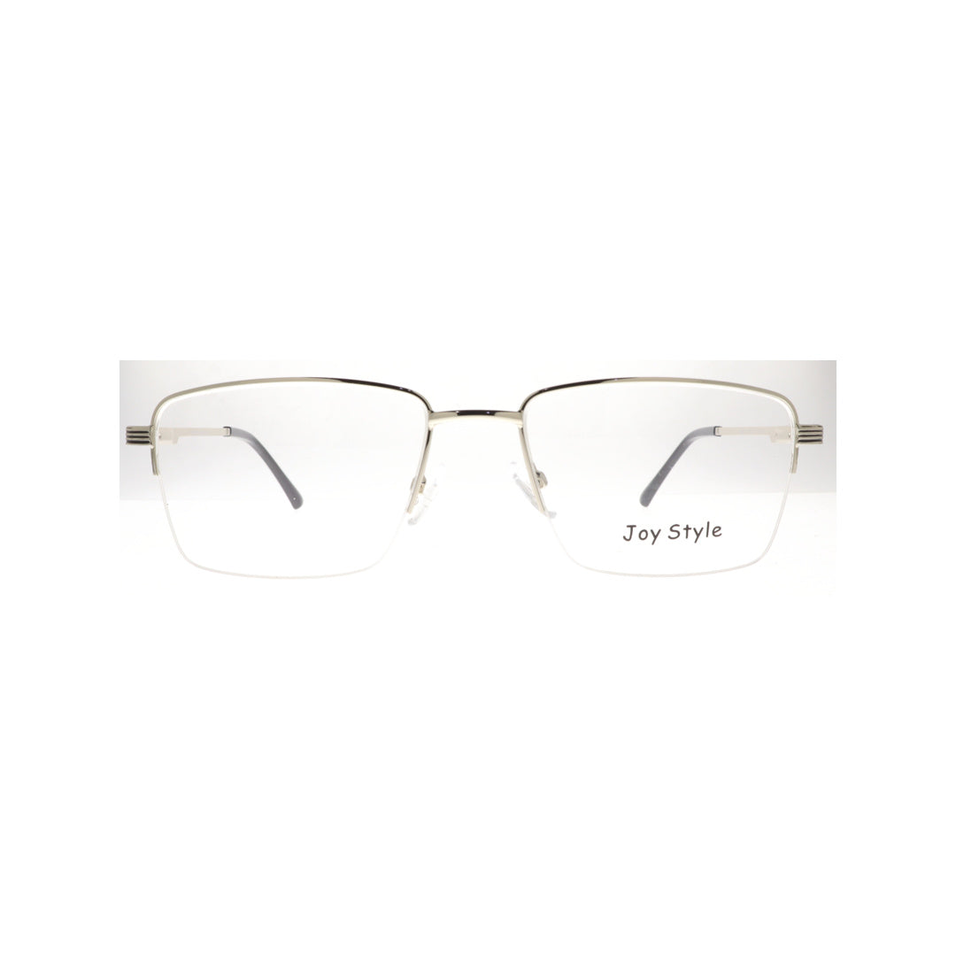 Joy Style For Men Metal Eyeglasses Semi-Rimless Square Shape Size 55 8879c2 Silver