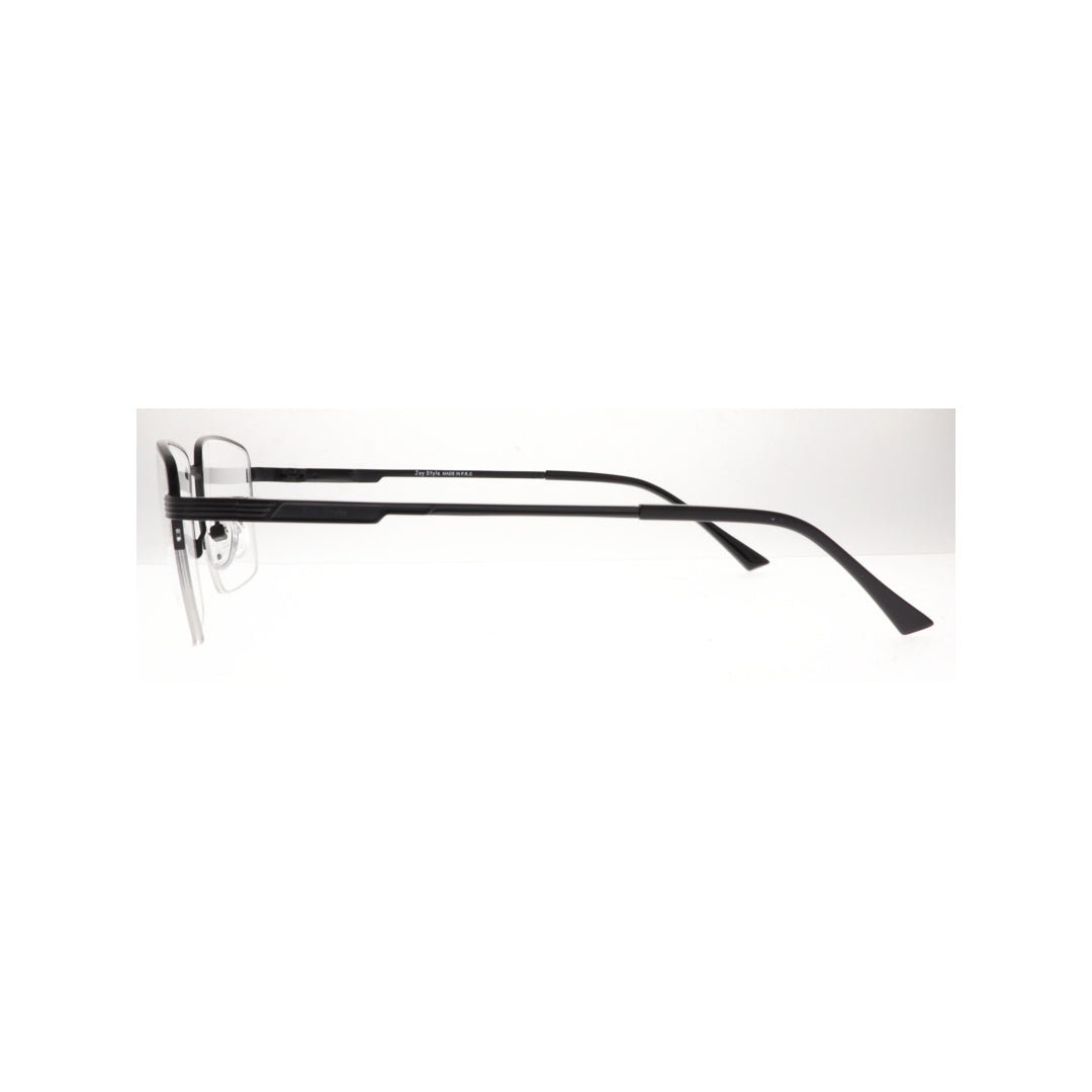 Joy Style For Men Metal Eyeglasses Semi-Rimless Square Shape Size 55 8879c5 Matte Black