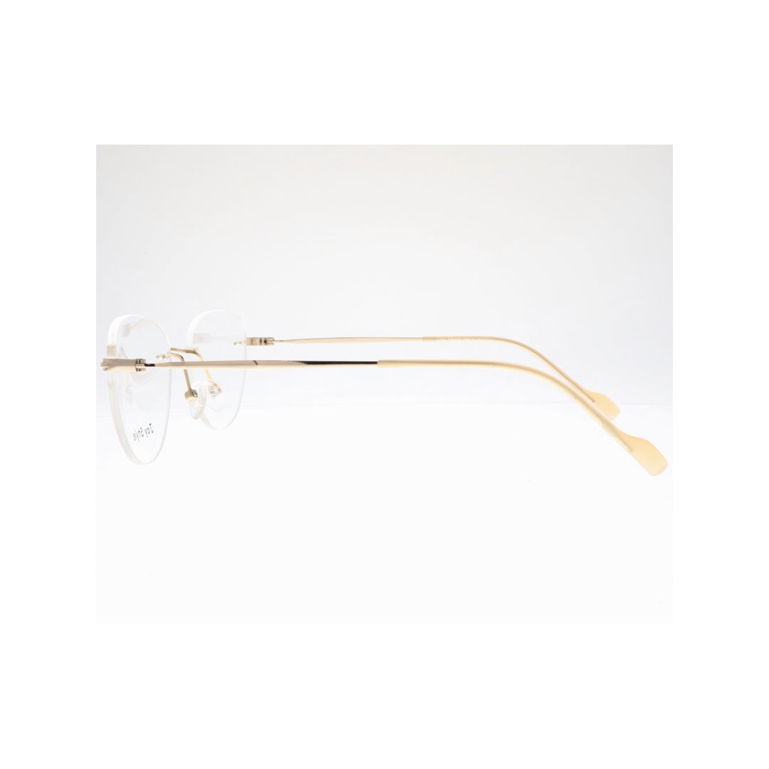 Joy Style For Unisex Eyeglasses Clip Rimless Cat Eye Shape Size 52 Dc3062c2clip Gold