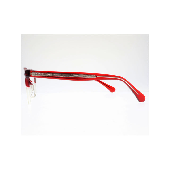 Joy Style For Unisex Eyeglasses Clip Square Shape Size 49 1308c2clip Clear Red