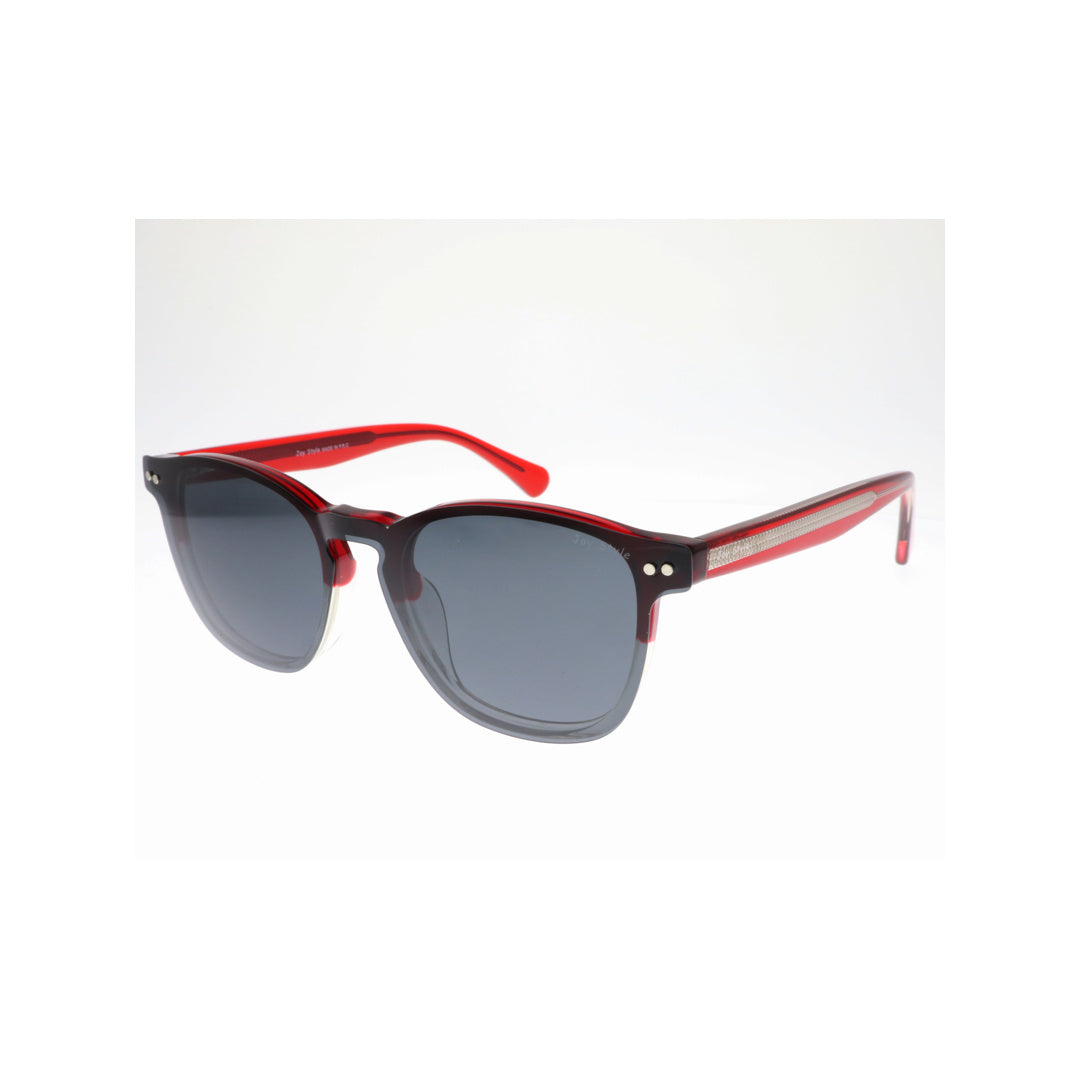 Joy Style For Unisex Eyeglasses Clip Square Shape Size 49 1308c2clip Clear Red