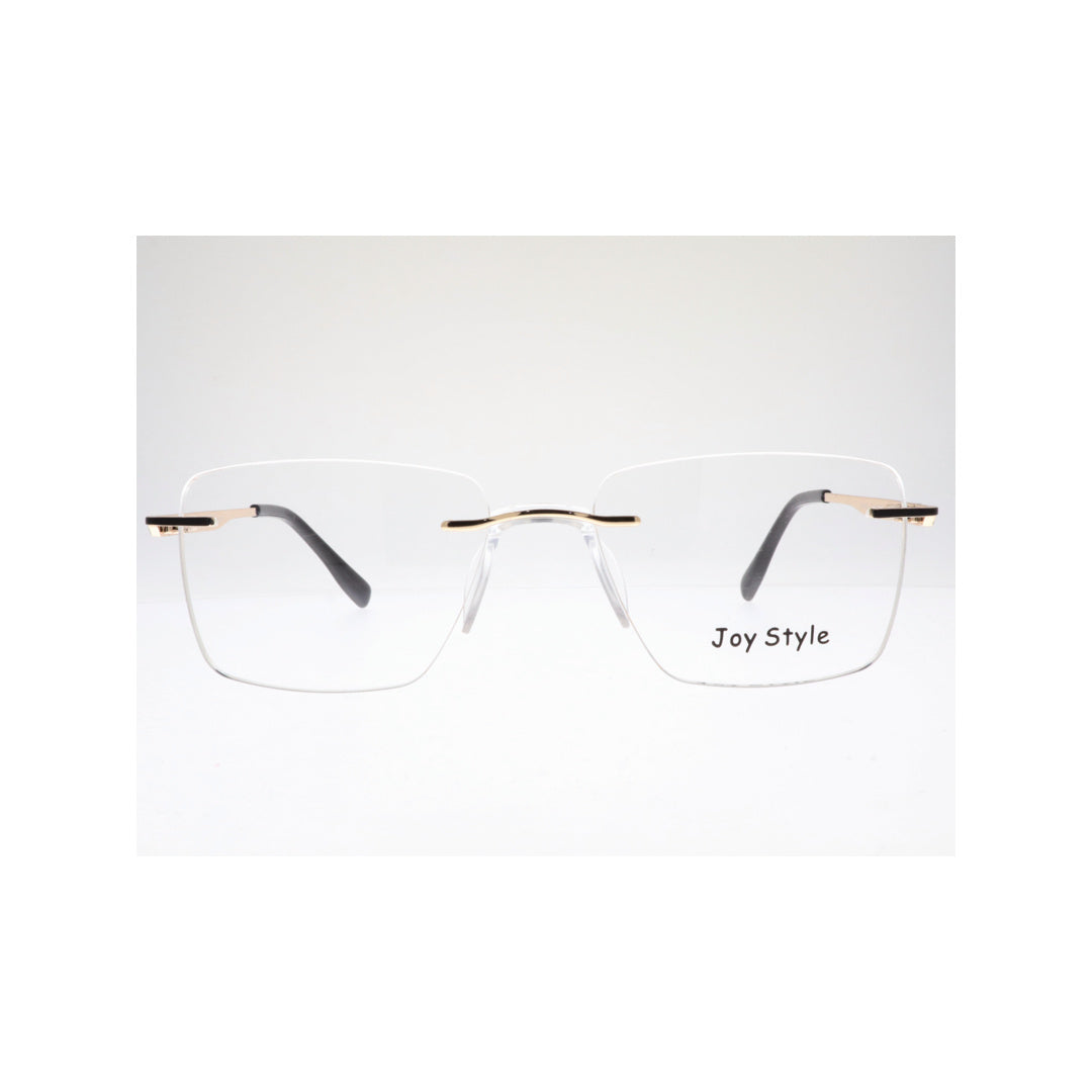 Joy Style For Unisex Eyeglasses Rimless Square Shape Size 53 Ch6602c1 Black Gold