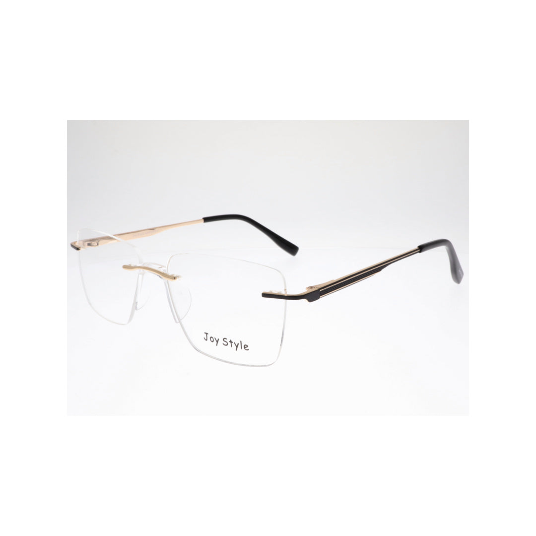Joy Style For Unisex Eyeglasses Rimless Square Shape Size 53 Ch6602c1 Black Gold