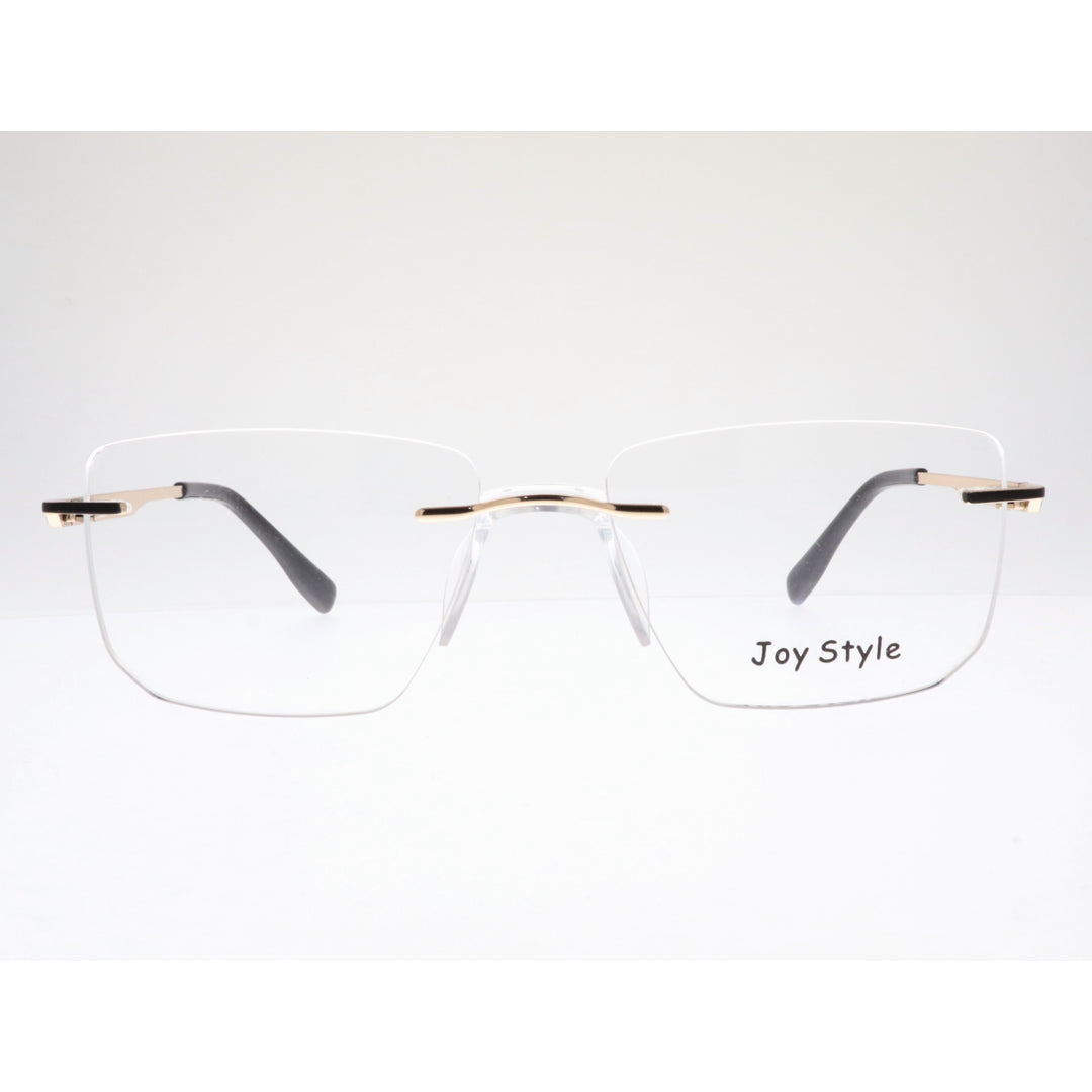نظارة طبية للجنسين بتصميم مربع بدون إطار من Joy Style، مقاس 53، طراز Ch660353c1 أسود وذهبي