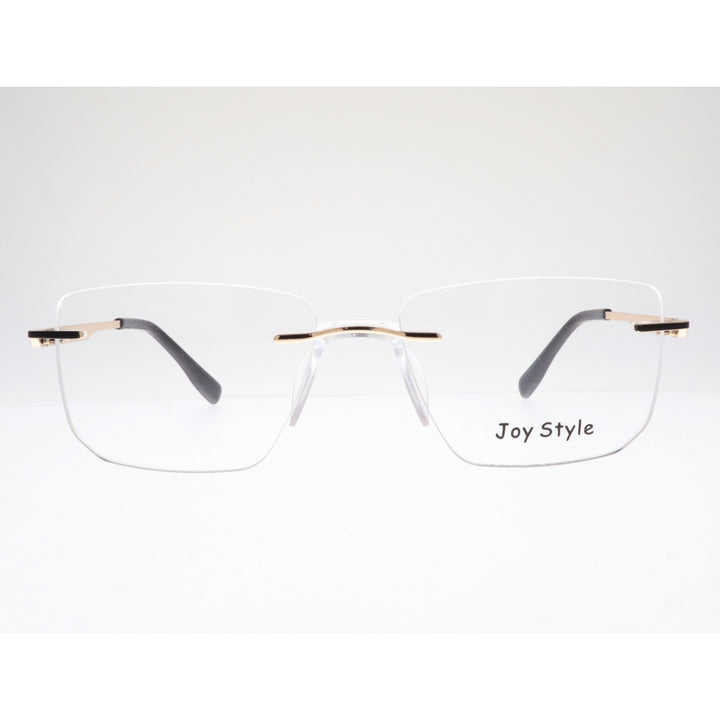 نظارة طبية للجنسين بتصميم مربع بدون إطار من Joy Style، مقاس 53، طراز Ch660353c1 أسود وذهبي