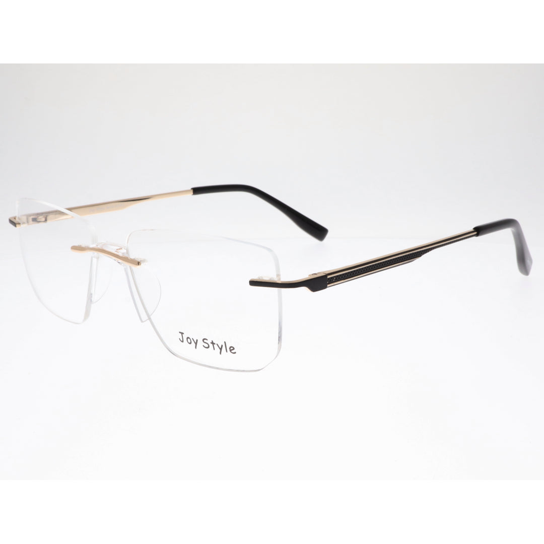 نظارة طبية للجنسين بتصميم مربع بدون إطار من Joy Style، مقاس 53، طراز Ch660353c1 أسود وذهبي
