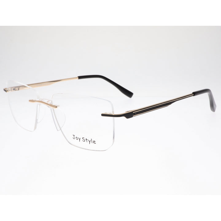 نظارة طبية للجنسين بتصميم مربع بدون إطار من Joy Style، مقاس 53، طراز Ch660353c1 أسود وذهبي
