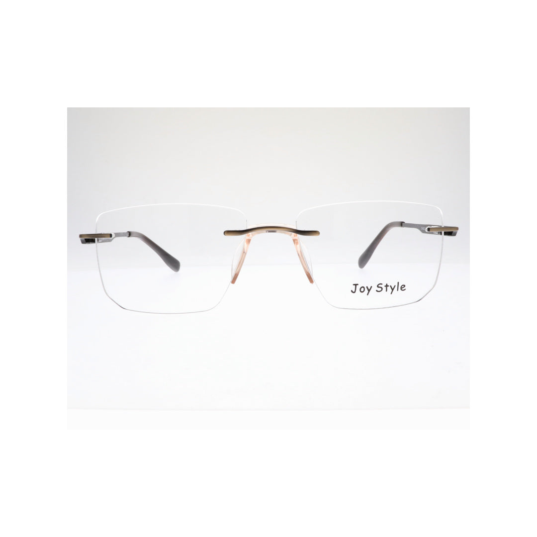 Joy Style For Unisex Eyeglasses Rimless Square Shape Size 53 Ch6603c3 Matte Brown