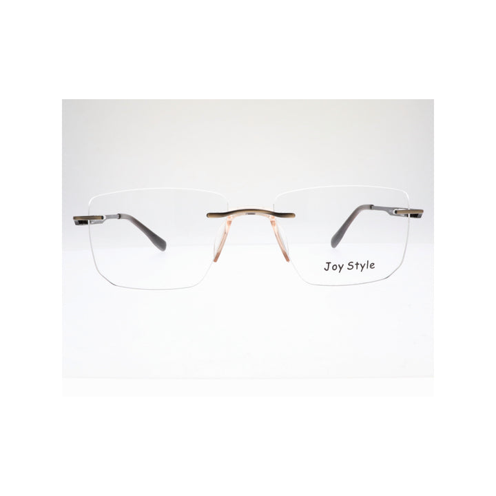 Joy Style For Unisex Eyeglasses Rimless Square Shape Size 53 Ch6603c3 Matte Brown