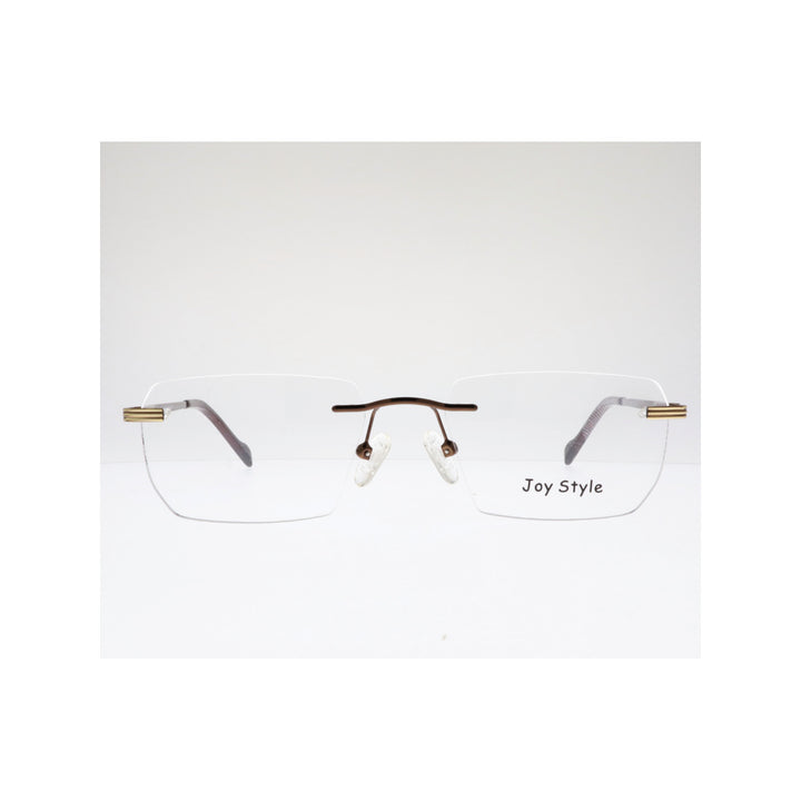 Joy Style For Unisex Eyeglasses Rimless Square Shape Size 53 Old7018mc4 Brown