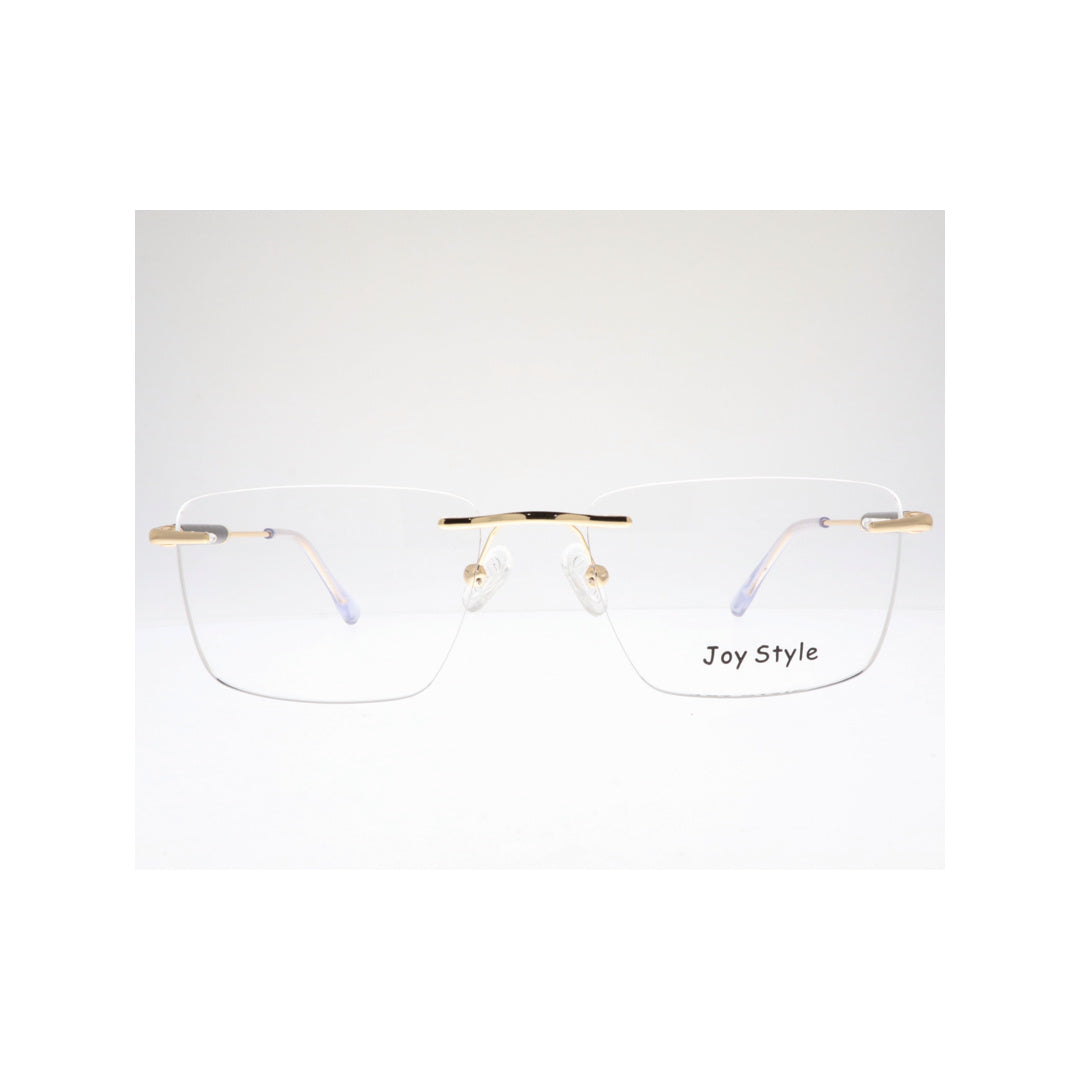نظارات طبية للجنسين بتصميم مربع بدون حواف من Joy Style، مقاس 54، طراز Ch5601c5 ذهبي