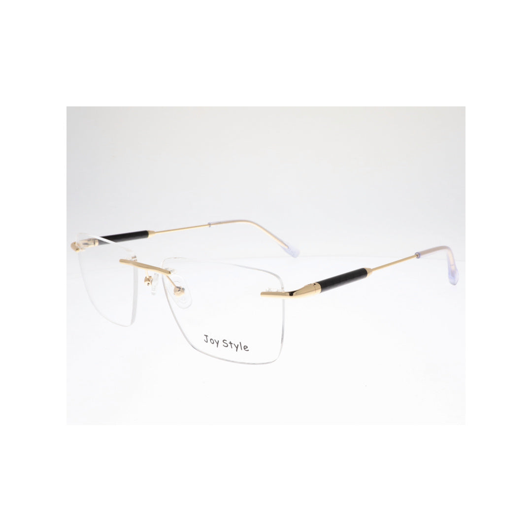 نظارات طبية للجنسين بتصميم مربع بدون حواف من Joy Style، مقاس 54، طراز Ch5601c5 ذهبي
