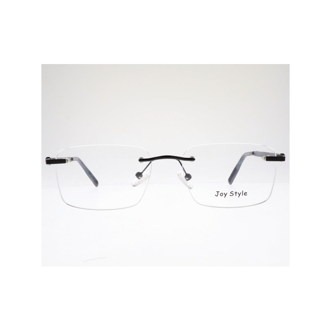 Joy Style For Unisex Eyeglasses Rimless Square Shape Size 56 Old0168mc1 Black Grey