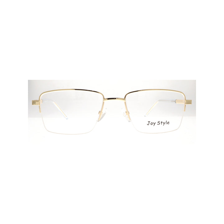 نظارة طبية للجنسين بتصميم نصف بدون إطار على شكل مربع من Joy Style مقاس 53 8881c1 ذهبي