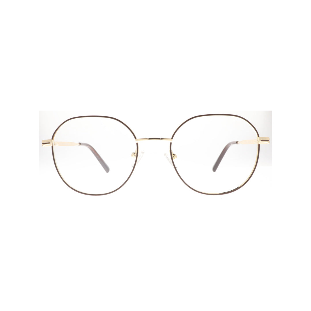 Joy Style For Unisex Metal Eyeglasses Round Shape Size 52 5406c3 Brown Gold