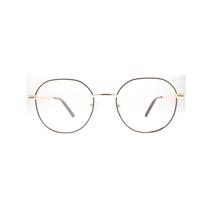 Joy Style For Unisex Metal Eyeglasses Round Shape Size 52 5406c3 Brown Gold