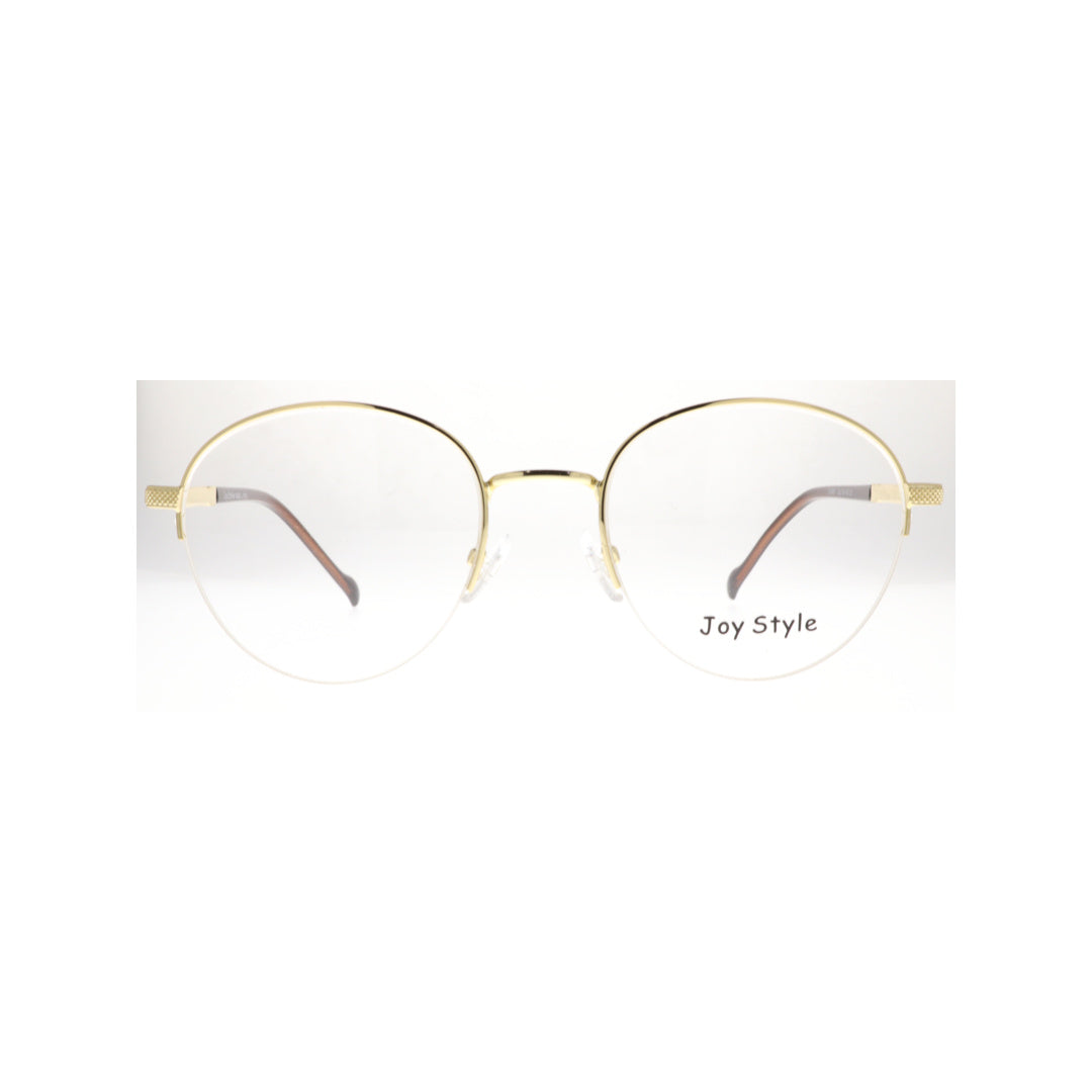 Joy Style For Unisex Metal Eyeglasses Semi-Rimless Round Shape Size 52 8867c1 Gold