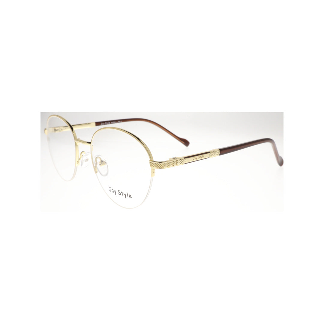 Joy Style For Unisex Metal Eyeglasses Semi-Rimless Round Shape Size 52 8867c1 Gold