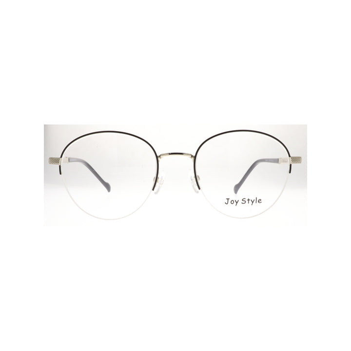Joy Style For Unisex Metal Eyeglasses Semi-Rimless Round Shape Size 52 8867c2 Black Silver